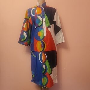 Vibrant Multicolor Vintage Geometric Midi Dress